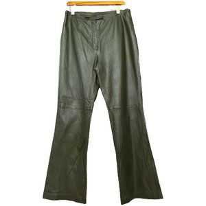 Y2K Newport News Forest Green 100% Leather Leg Pants Set Size 12.